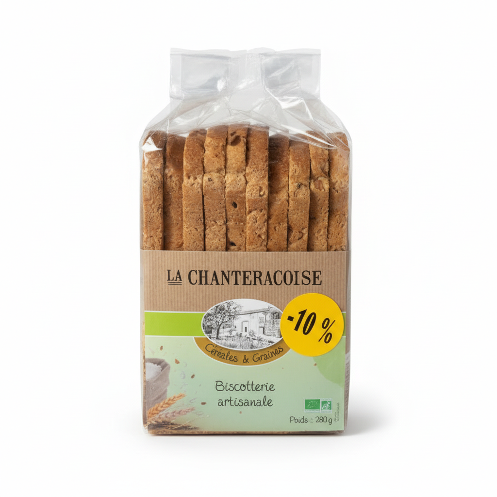 La Chanteracoise -- Biscottes bio aux céréales et graines - 280 g